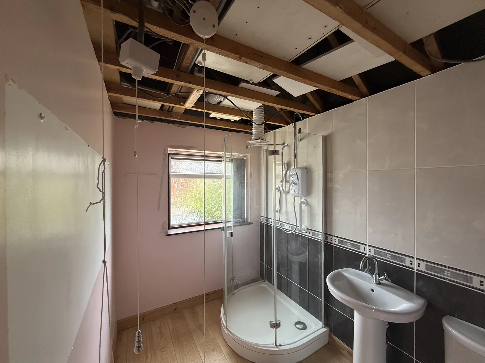 Bathroom ceiling removal: after removal