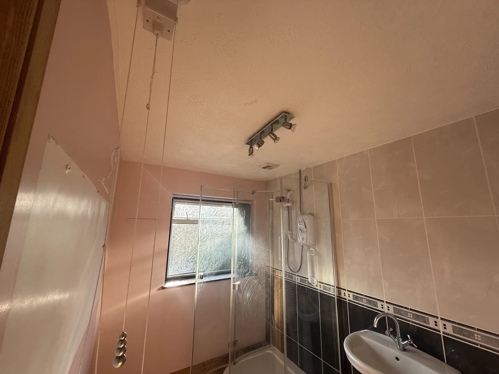 Bathroom ceiling removal: before removal